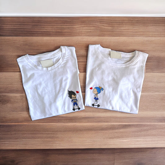 t-shirt bulma vegeta cuore